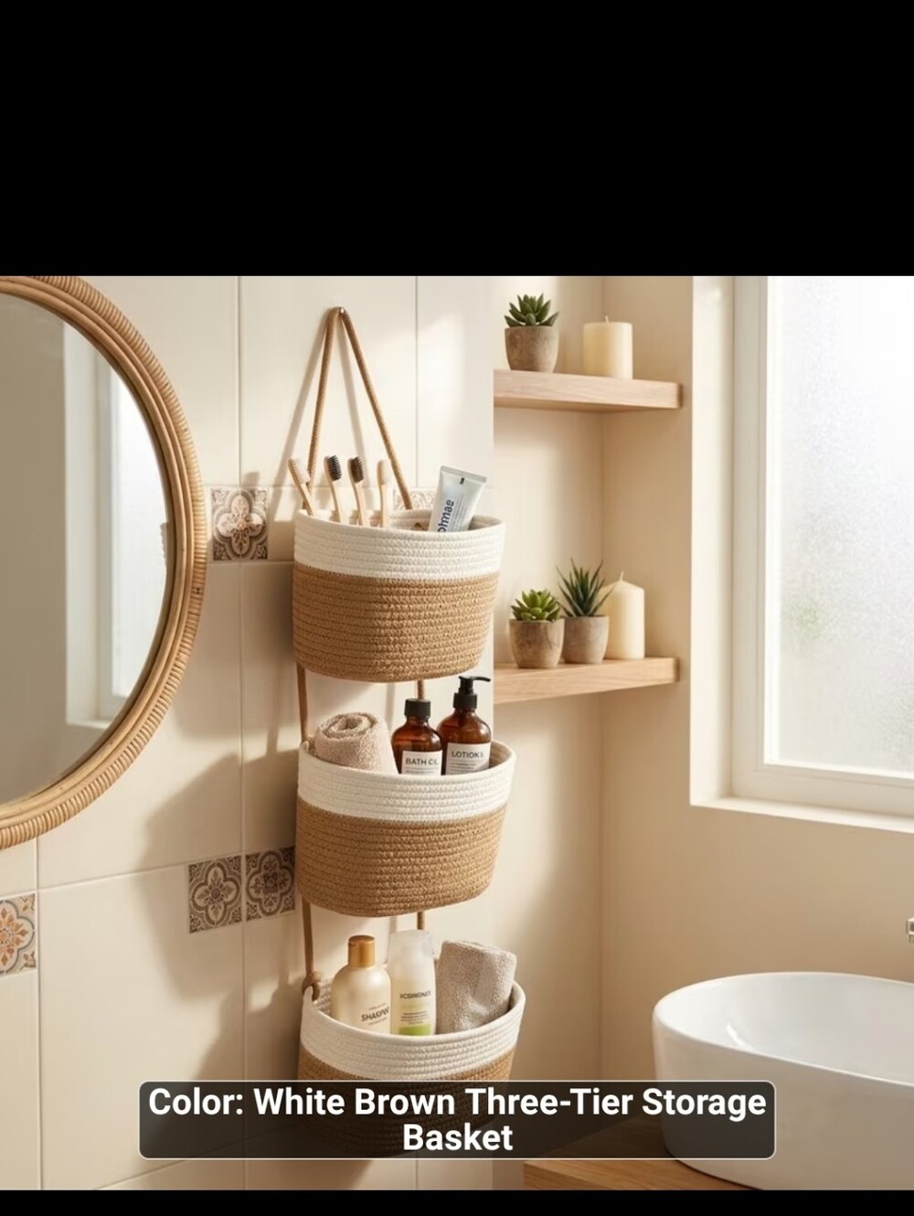 New Woven Hanging 3-Tier Basket Organizer #1631-1004